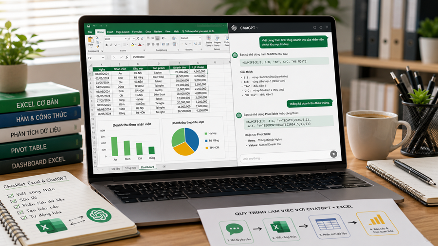 Cách dùng ChatGPT với Excel: Viết công thức, phân tích và xử lý dữ liệu - Coursesfull.com